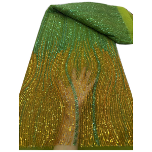 Di lusso NI.AI di lusso pesante fatto a mano perle di paillettes ricamate africano francese Tulle da sposa tessuto di pizzo da sposa per abito da festa - Product Image 1