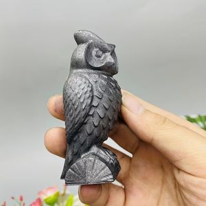 Figura de Búho de Shungita Natural, Venta al por Mayor, para Decoración de Oficina y Hogar - Product Image 1