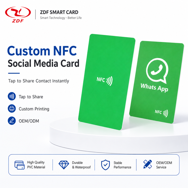 Custom NFC RFID Business Card CR80 Waterproof PVC 13.56MHz Compatible with Hotel WhatsApp & Google Review
