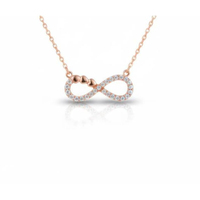 Collar de compromiso y boda de oro de 14 quilates con diamante cultivado en laboratorio, diseño de corazón infinito, moderno.