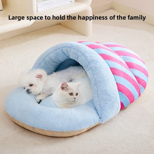 <span class=keywords><strong>Cama</strong></span> <span class=keywords><strong>Doble</strong></span> Tipo Cueva para Mascotas Comfort Zone, Diseño de Zueco con Capucha para Perros y Gatos, con Felpa Suave y Lino Transpirable, <span class=keywords><strong>Cama</strong></span> Grande y Cálida - Product Image 1