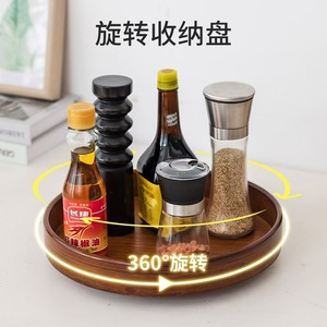Wooden Round Storage Tray With Compartments Polished Finish Standing Type For <b>Desk</b> Organization - Product Image 5