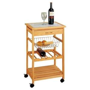 Carro de almacenamiento de cocina rodante de 5 estantes, carrito de comedor, estante de exhibición de frutas y pan de madera pequeño, vino - Product Image 1