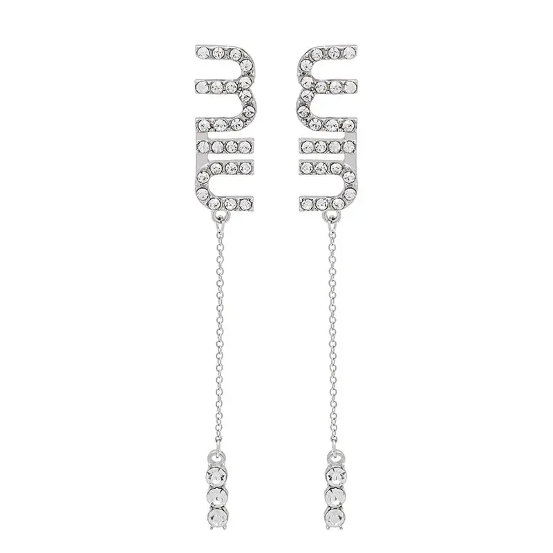 مجوهرات الأزياء كامل الماس M إلكتروني شرابة الأقراط تصميم الفاخرة طويلة أقراط