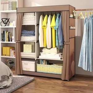 Armoire à portes coulissantes latérales pour dortoir, armoire stratifiée à assembler, petite armoire individuelle pour chambre de <span class=keywords><strong>location</strong></span>, penderie en tissu moderne - Product Image 6