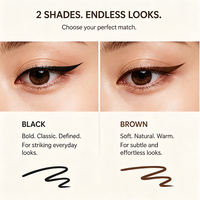 Crayon Eyeliner Gel Double Pointe Imperméable OEM avec Pinceau Estompeur, Crème, Longue Tenue, Teintes Noir et Marron, Maquillage des Yeux