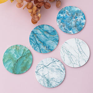 Sous-verre en céramique Fujian Dehua, motif marbre rond, coussin isolant thermique pour tasse à thé 202305 - Product Image 4