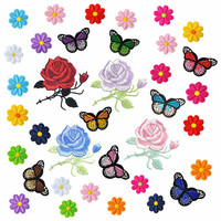 Nouveau papillon fleur série coloré Rose brodé tissu autocollants paillettes transfrontalier spécial Patch chapeau décalcomanies pour Denim PVC
