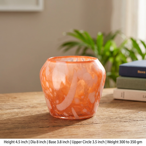 Portavelas de Vidrio Naranja Marmoleado, Recipiente Redondo para Velas de Té, Decoración de Mesa para Fiestas, Bodas y Comedor - Product Image 2