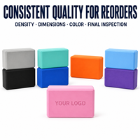 Blocs de yoga en mousse en gros, fabriqués en EVA avec logos personnalisés en relief et couleurs assorties pour les commandes OEM et ODM