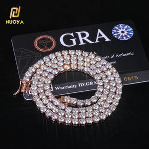 נוויה נוויה נוצצת vvvvs missanite שרשרת 925 כסף ורד מצופה זהב שרשרת טניס יהלומים - Product Image 3