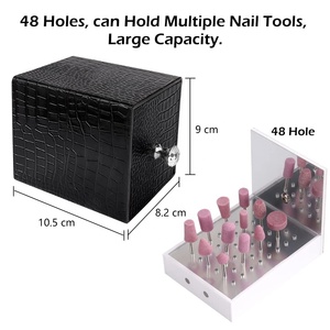 Soporte para Brocas de Uñas, Caja de Luz UV para Cabezales de Pulido, Exhibidor Acrílico Antipolvo con 48 Agujeros para Salón de Uñas - Product Image 4