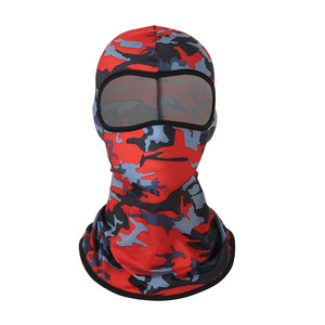 Masque facial respirant en soie glacée pour le cyclisme et les sports de plein air, unisexe, ajustable, avec panneau en maille pour les yeux, camouflage rouge - Product Image 1