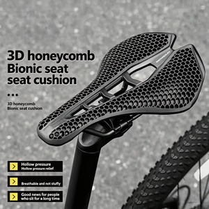 Nouvelle selle 3D bionique en nid d'abeille absorbant les chocs, siège creux respirant en fibre de carbone ultralégère, équipement léger pour route/VTT - Product Image 4