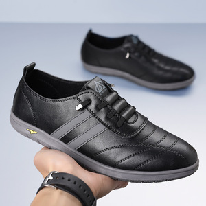 Mocasines de cuero casuales de negocios para hombre, suela suave, sin cordones, color negro 1171 - Product Image 3