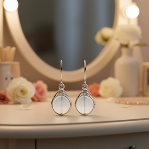 Orecchini pendenti classici a forma di goccia d'acqua per donna, placcati in argento, con incastonatura a castone in pietra di quarzo, gioielli alla moda, idea regalo - Product Image 2