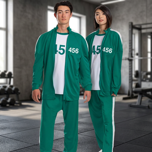 Survêtement unisexe vert avec fermeture éclair intégrale, respirant, design uni, tenue décontractée pour adulte, printemps, 100 % polyester, col rabattable - Product Image 3