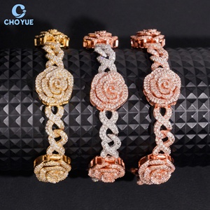Pulsera de Cadena de Plata 925 con Moissanita, Estilo Hip Hop, Chapada en Oro Rosa, Unisex, de Lujo, para Uso Diario - Product Image 2