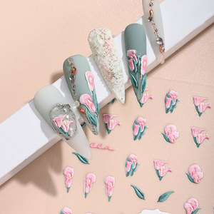 Adesivi per Unghie 5D 3D con Cartoni Animati in Rilievo, Piccoli Fiori di Tulipano Freschi in Plastica per Decorazione Unghie Fai-da-Te - Product Image 4