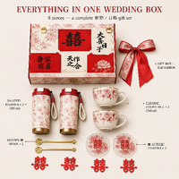 Ensemble de tasses en céramique pour couple, cadeau de mariage, rose, isolées, avec sous-verre, boîte cadeau pour mariée, marié, anniversaire, fête