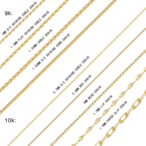 Nova Moda: Colar Feminino de Ouro Maciço Genuíno 10K 9K AU375 com Elo de Corrente Tipo Curb, Paper Clip e Cabo - Product Image 1
