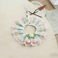 Collier-bavoir ajustable pour animaux de compagnie, motif floral, nœud papillon, en coton, fait main, personnalisé, avec clochette et perle, pour chats et petits chiens, vente en gros