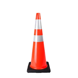 Roadway Safety Traffic Warning 36inches 900mm Rubber Base Size Reflector Flexible Pvc Traffic Cone
