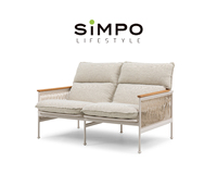 SIMPOLIFESTYLE Mobilier d'extérieur haut de gamme OLIVIA, chaise longue en corde 2 places, pour jardin, terrasse, hôtel, complexe hôtelier, salon en aluminium et teck, parc