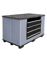 Palettes en plastique recyclables pliables renforcées Polyreflex, empilables, emboîtables, avec couvercle, pour le stockage en entrepôt de gros volumes