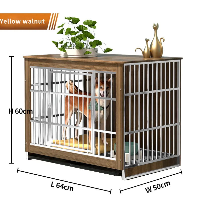 Wood Dog Cage Factory Price a Dog Cage Stainless Steel Wooden Dog House Pet Furniture Sustainable Hamster House Mango Wood 1 Pcs