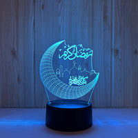 Lampe du Ramadan, souvenir islamique musulman romantique, lumière nocturne LED 3D pour enfants, 7 couleurs changeantes, télécommande USB, décoration de la maison Mubarak