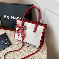Nouveau Sac à Bandoulière Femme 2026 Tendance à Motif Serpent, Grande Capacité, en Cuir PU, avec Nœud, Sac Croisé Polyvalent