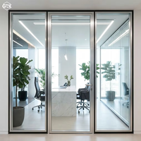 Cloison de séparation en verre simple vitrage 100 mm, structure intérieure en acier et extérieure en aluminium, grille diamantée, pour bureaux et entrepôts, intérieurs modernes