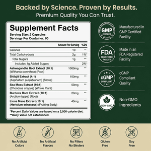 Cápsulas de Extracto de Raíz de Ashwagandha 500mg, Suplemento Herbal para el Alivio del Estrés, Apoyo al Sueño y Equilibrio Energético, Fabricación Estadounidense OEM/ODM - Product Image 4