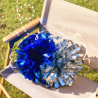 Pompom-pom-pom-pom-pom girl bleu royal bâton de pompon métallique de 6 pouces turquoise scintillant