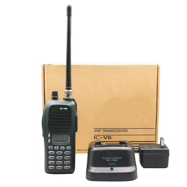 IC-V8 Handheld VHF Transceiver 5W Walkie Talkie with 1650mAh NiMH Battery IPX5 Water Resistant 10KM Range