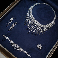 Parure de bijoux de luxe 4 pièces avec pampilles rouges et vertes, collier indien et zircon cubique, pour femme, mariage, fête africaine nigériane