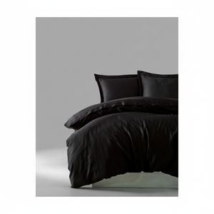 Elegant Black <b>Single</b> Duvet Cover <b>Set</b> Satin and Fleece Jacquard Woven 4pcs for Home <b>Bedding</b> Use King Size - Product Image 2