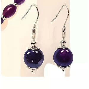 Amethyst Necklace And Earrings <b>Set</b> Purple Healing Stone Jewelry Fashion <b>Gift</b> For <b>Women</b> - Product Image 1
