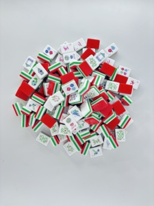 Jeu de Mahjong américain de luxe portable en acrylique rouge chinois, 30 mm (1-3/16 po), 4 couches, 160 tuiles, avec tapis de style chinoiserie Sauge Garden - Product Image 6