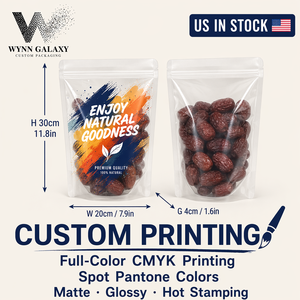 Fast Ship USA Clear Stand Up Pouch20*30*4cm 7.9*11.8*1.6in <b>Zip</b> Lock Resealable Transparent Rice Grain Coffee Nut Food <b>Bag</b> Custom - Product Image 1