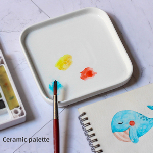 Xin Bowen Art Supplies <span class=keywords><strong>Palette</strong></span> de peinture en céramique blanche pure à plusieurs compartiments Palettes de peinture aquarelle rectangulaires et rondes - Product Image 2