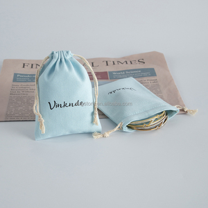 New Eco-friendly <b>Light</b> Blue Cotton Canvas Drawstring Bag 10x15 cm Jewelry Pouch Cotton <b>Rope</b> Women Girls Fashionable Container - Product Image 4