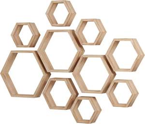 Dekor dinding kayu gosong, rumah pertanian, sisir madu kayu, rak heksagonal - Product Image 5