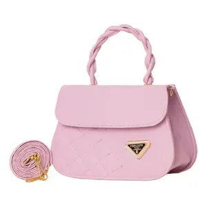 Fana Lucrecia borsa a tracolla rinforzata lilla con fodera in vera pelle alla moda geometrica in vera pelle caratterizzata da due aperte per l'estate