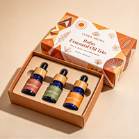 Boîte en carton kraft imprimée avec logo personnalisé, vide, pour emballage de flacons de parfum ou d'huiles essentielles