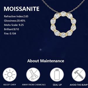 قلادة من الفضة مع تصميم مويسانيتي مجوف دائري ، شوكرز عصري بشهادة سلسلة حبل غرا - Product Image 6