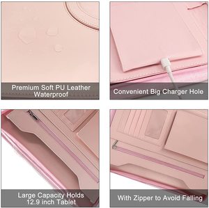 Màu Hồng padfolio A6 kế hoạch tập tin thư mục tài liệu kinh doanh màu hồng PU da danh mục đầu tư với dây kéo - Product Image 5