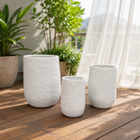 3pcs Set Pot Tanaman dari Fiber Clay Tekstur Batu Rustic, Pot Dekoratif untuk Tanaman dan Bunga, Cocok untuk Dekorasi Rumah, Taman Dalam & Luar Ruangan