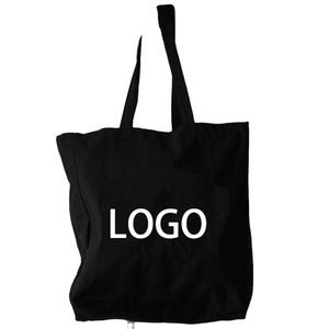 Cotton storage bag can print logo cotton shopping black canvas tote bag grocery bag